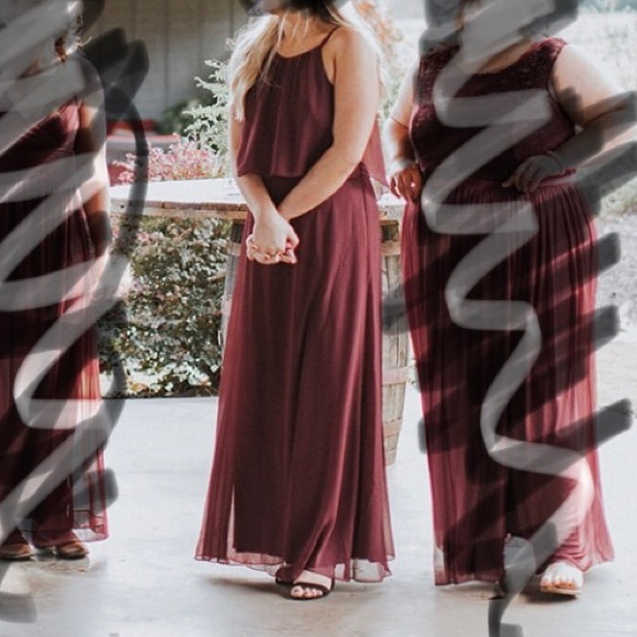 flounced crinkle chiffon sheath bridesmaid dress